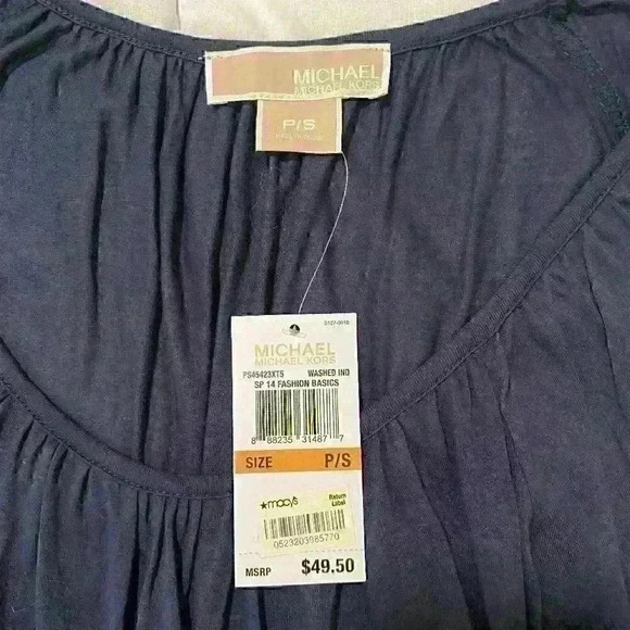 MICHAEL Kors scoop neck 3/4 sleeve peasant blouse - Picture 7 of 8